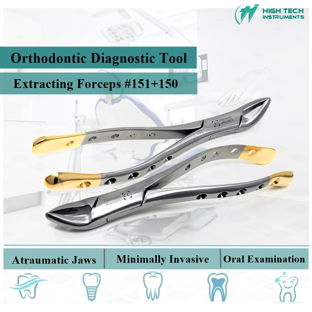 Dental Extracting Forceps 150s & 151s Surgical Tooth Extraction Tools Set of 2
