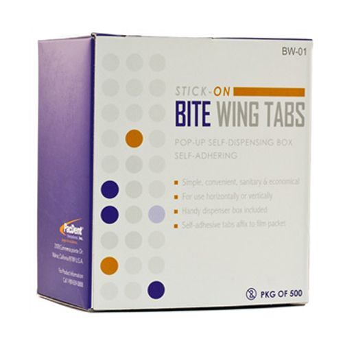 Up to 2500 Pac-Dent Bite Wing Tabs,Universal, Stick-On,Adhesive,CP001/BW-01
