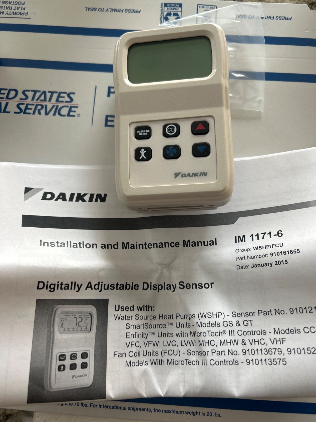 Daikin Water Source Heat Pump Digital Room Sensor 910121754