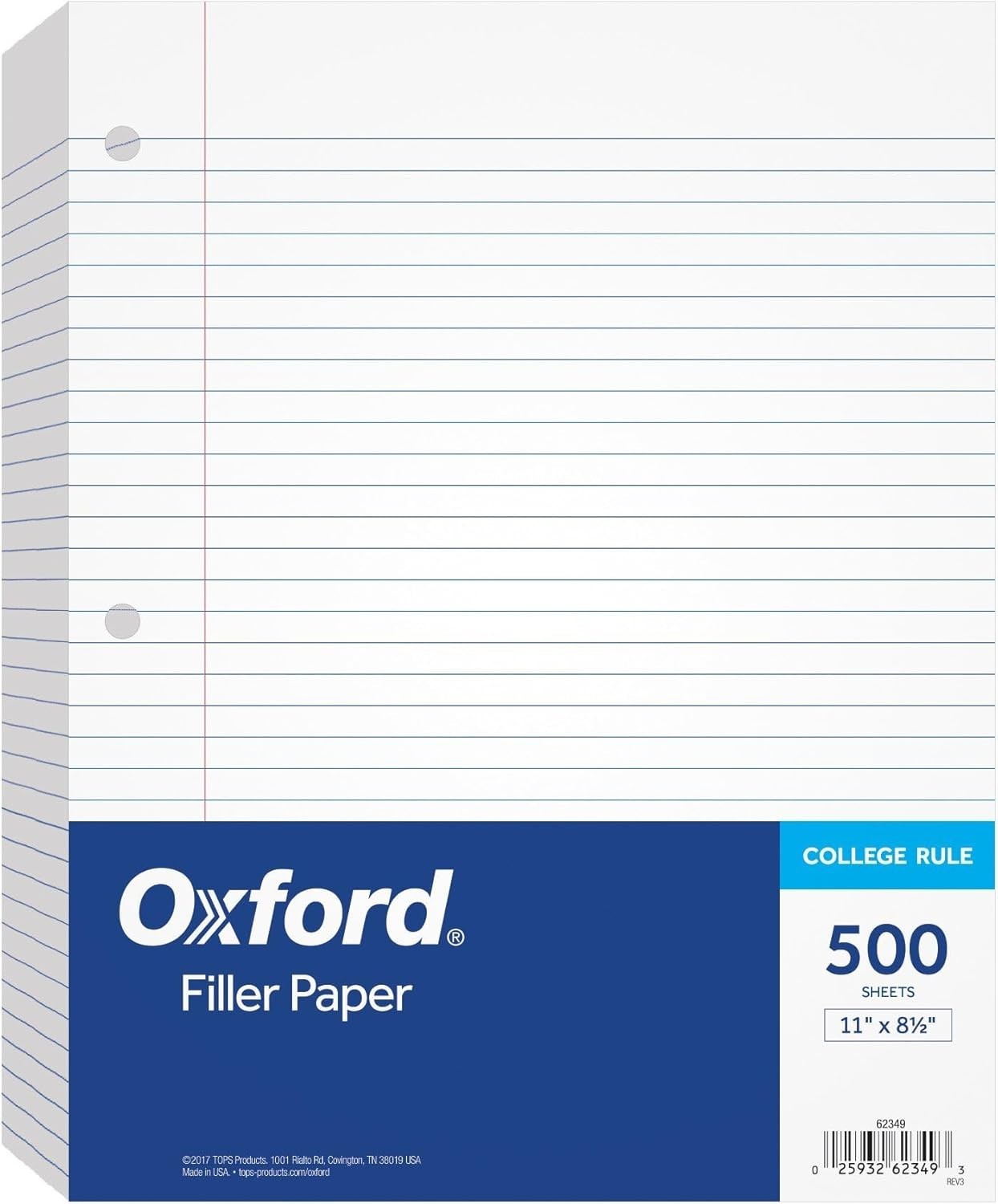 Oxford Loose Leaf Paper 500 Sheets College Rule Filler Notebook Paper 8-1/2″x11″