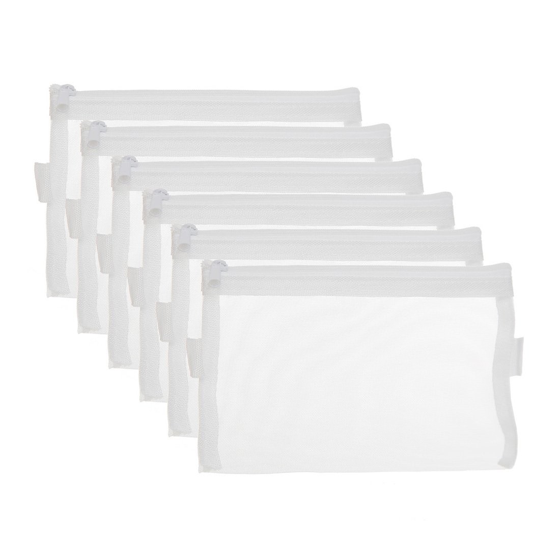 6 PCS White Zipper Files Bag Transparent Mesh Documents Pocket Pouch A5 Size
