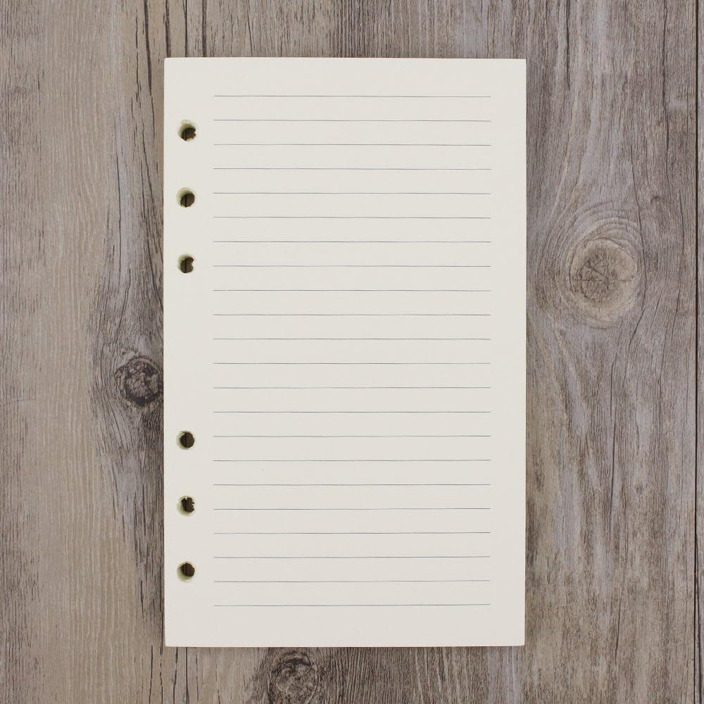 6-Ring A6 Binder/Planner Refill Paper, 6 Hole,6 3/4 X 4 1/8 Inches Refillable Wh