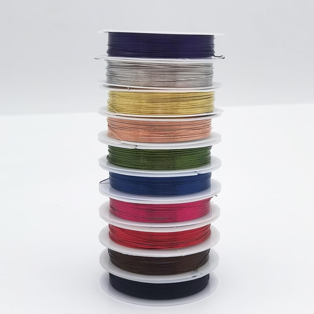 10 Packs Copper Wire 24 Gauge Mixed Colors Craft Jewelry Beading Wire for Beg…