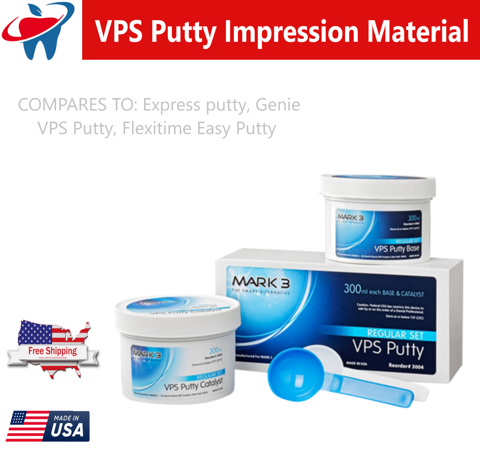 2 JARS MARK3 Express PUTTY FAST Set VPS PVS Dental Impression Base & Catalyst