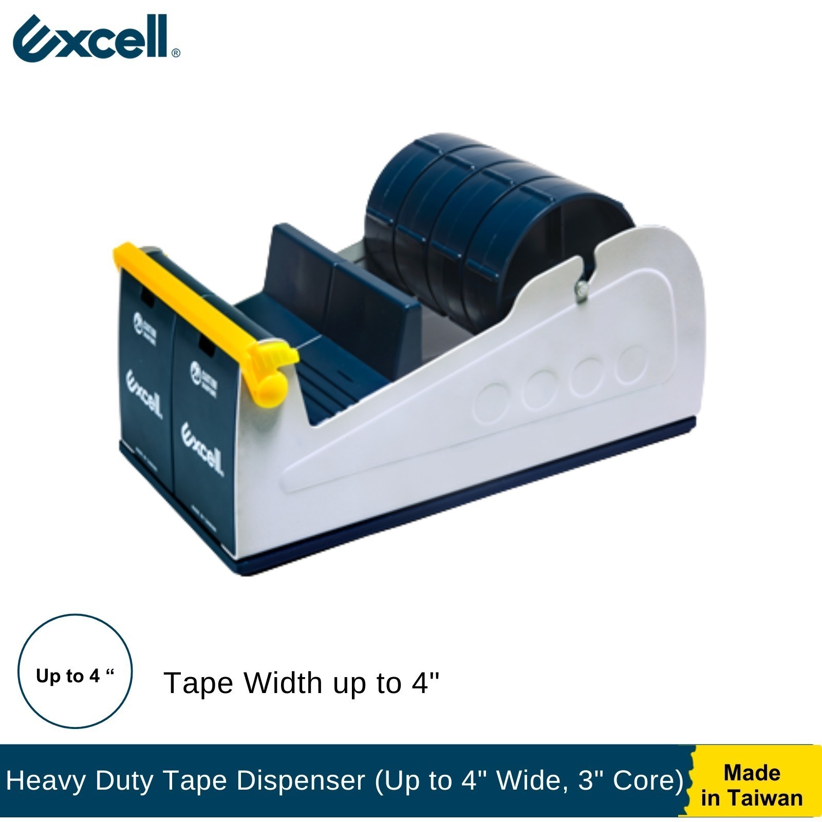 Excell Heavy Duty Multi-Roll Tape Dispenser 4″ Wide Steel Desktop Weighted Base