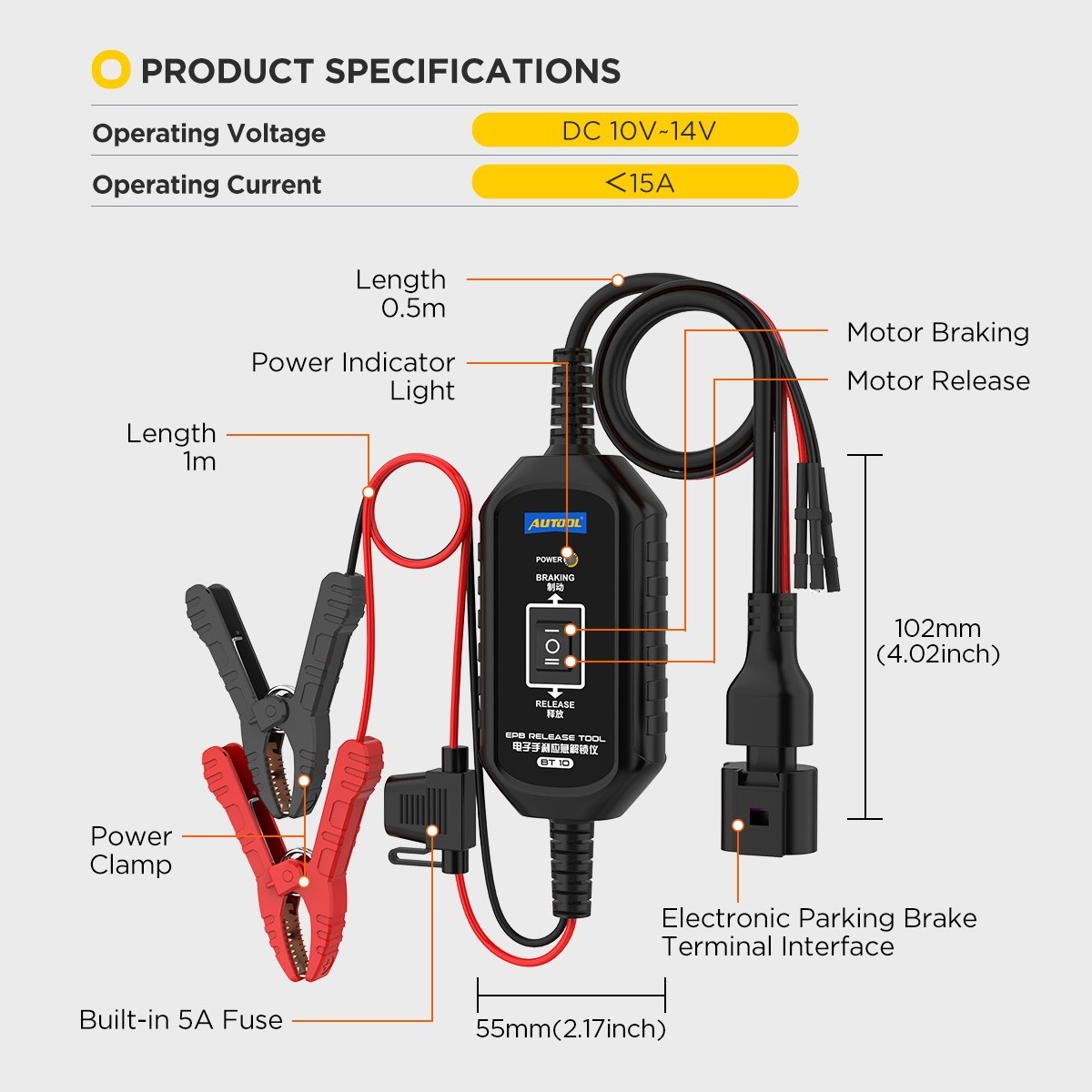 EPB Release Tool Electronic Parking Brake Emergency Reset w/ Digital Multimeter