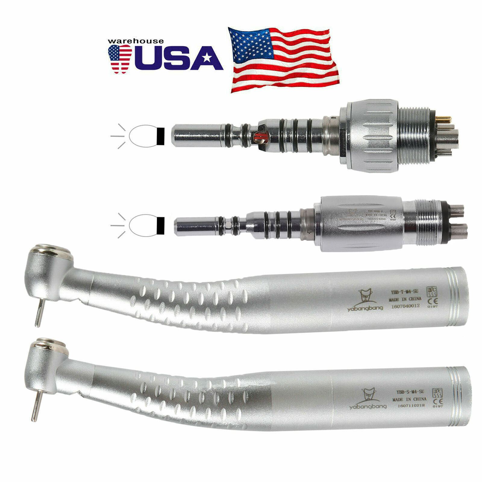 Dental Fiber Optic LED High speed Handpiece / LED Coupler 4Hole/6Hole Swivel US