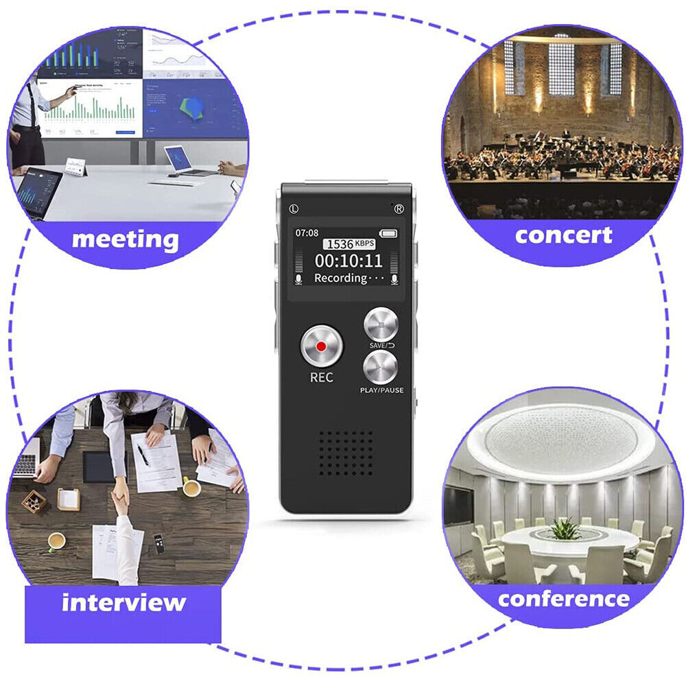 Digital Voice Recorder Dictaphone Mp3 Mini Pocket Audio Recorder Mic Lecture US