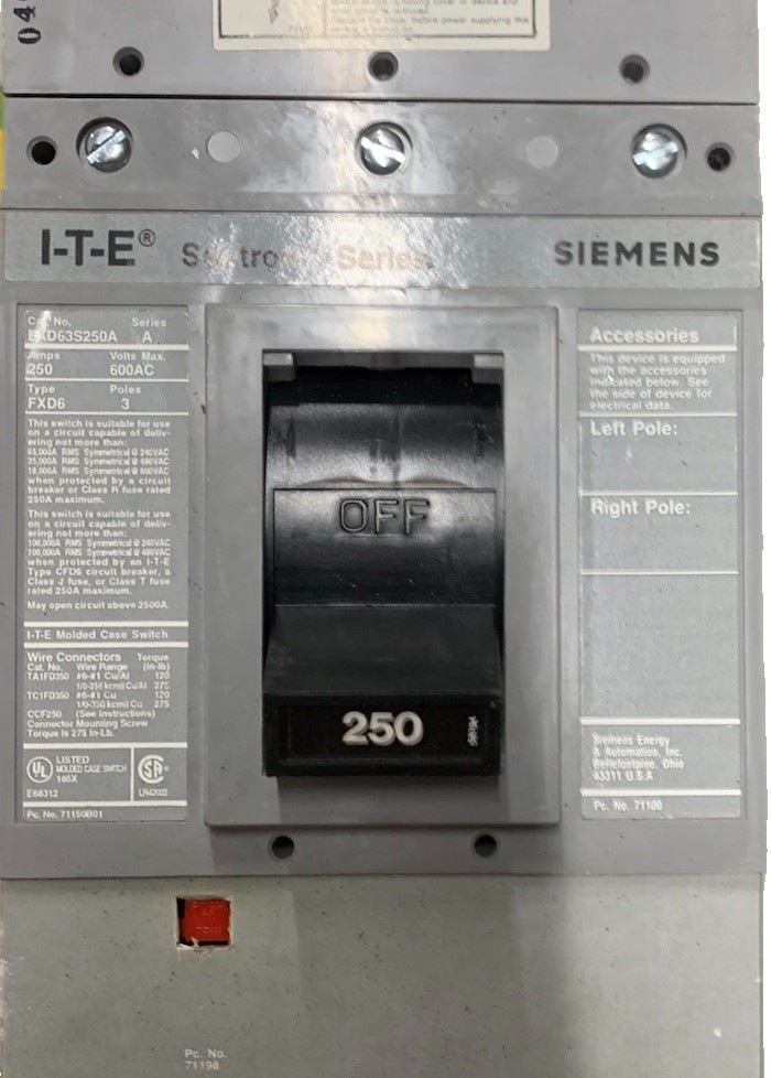 Siemens FXD63S250A circuit breaker