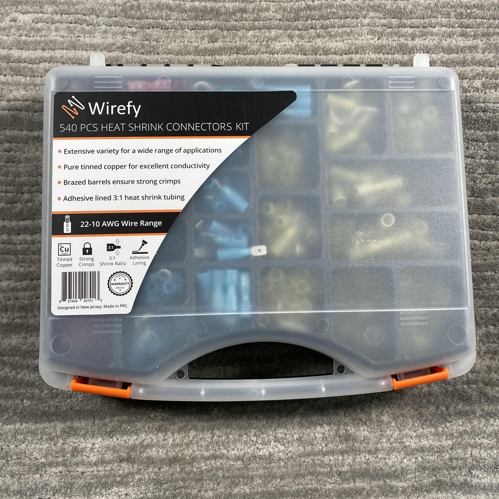 Wirefy 540 PCS Heat Shrink Crimp Connectors Kit 22-10 AWG Multicolor Assortment
