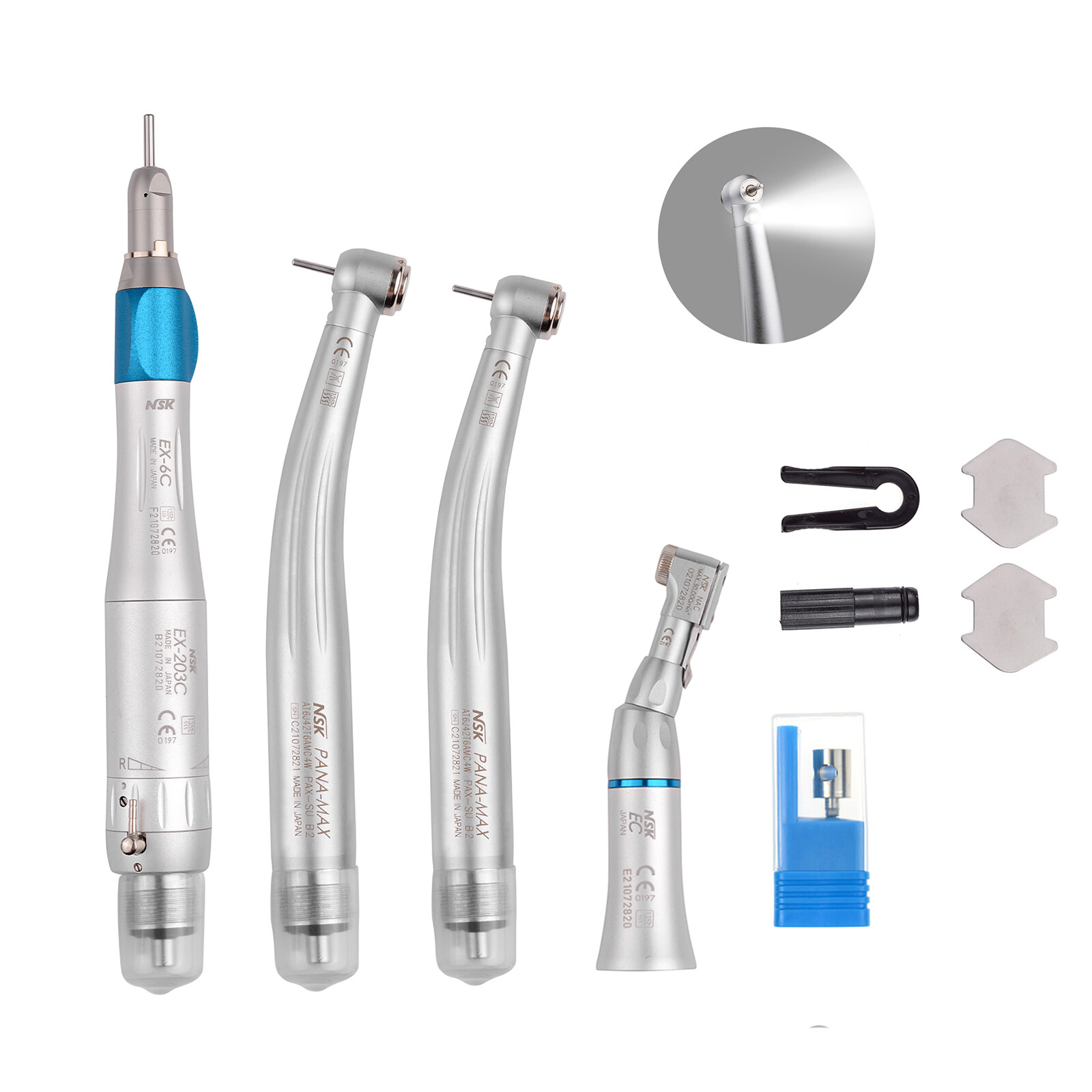 Dental NSK Type LED PANA MAX High Speed Handpiece+Low Speed EX203C 4H/2H+Bearing