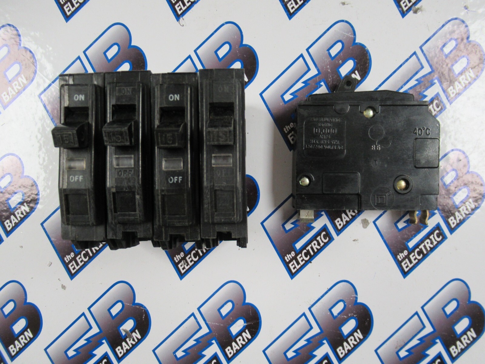 Square D QO115, (5) 15 Amp, 120V, 1P, Plug In, Black, Circuit Breaker-WARRANTY