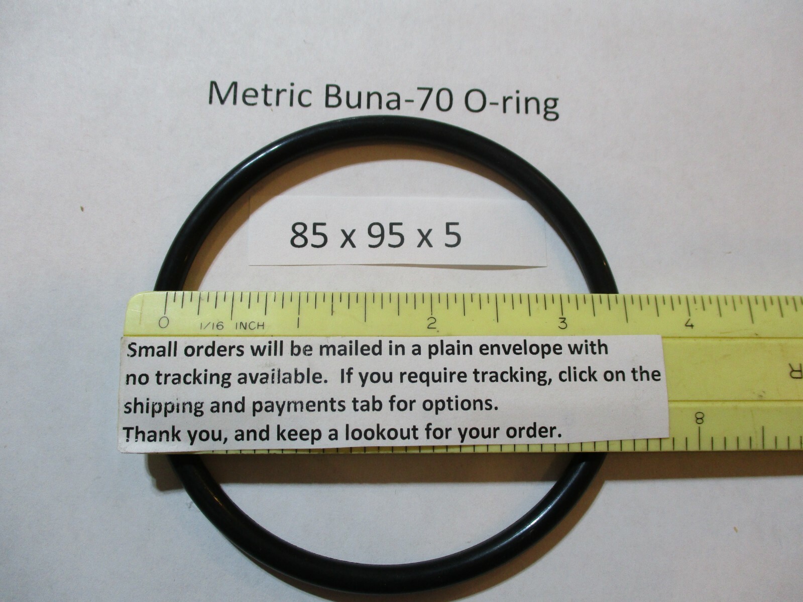 85mm ID x 95mm OD x 5mm thick O-ring. Buna-70. Quan 1.