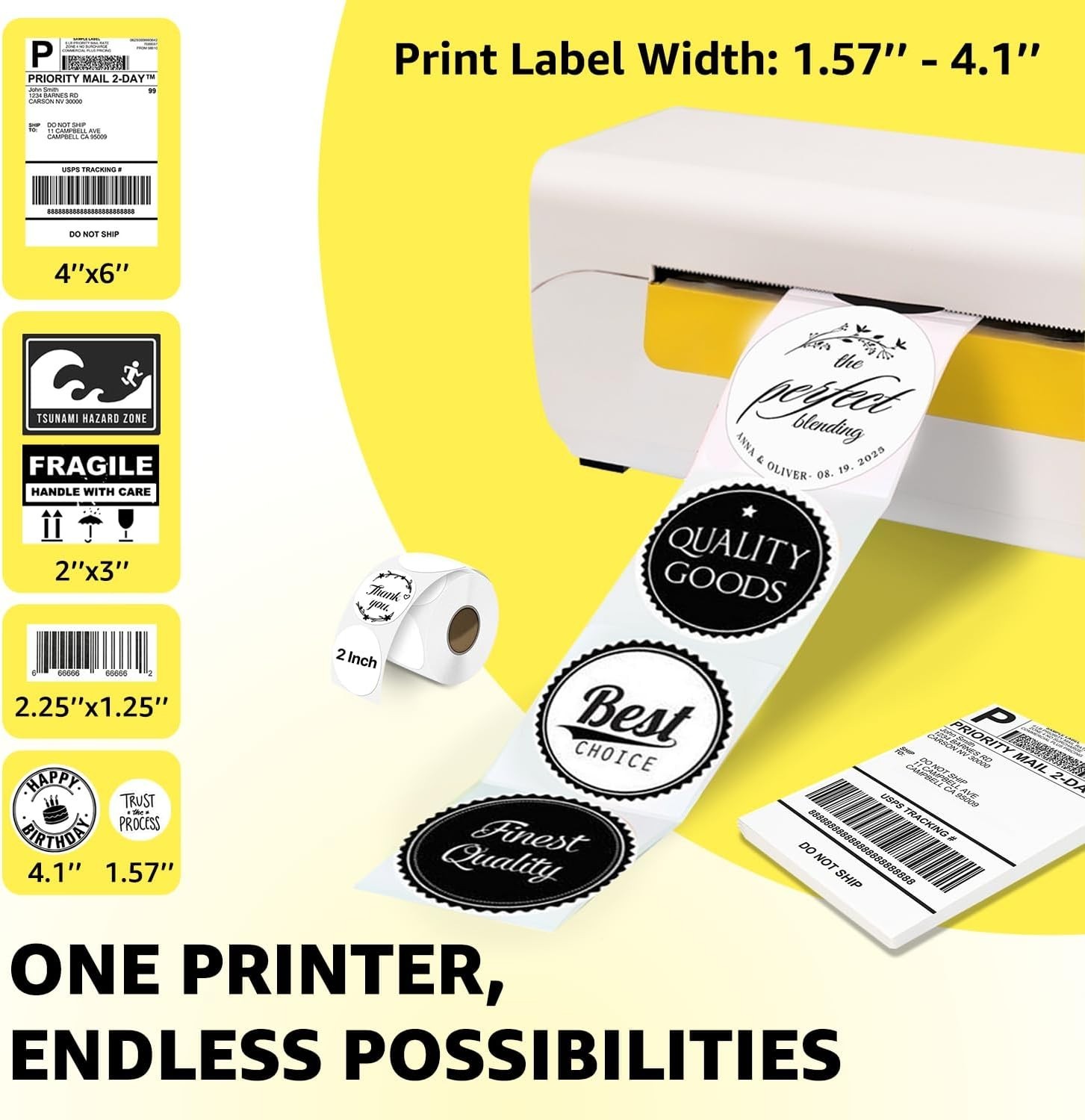Thermal Bluetooth Shipping Label Printer 4×6 – Mac Windows Android iOS (Open Box