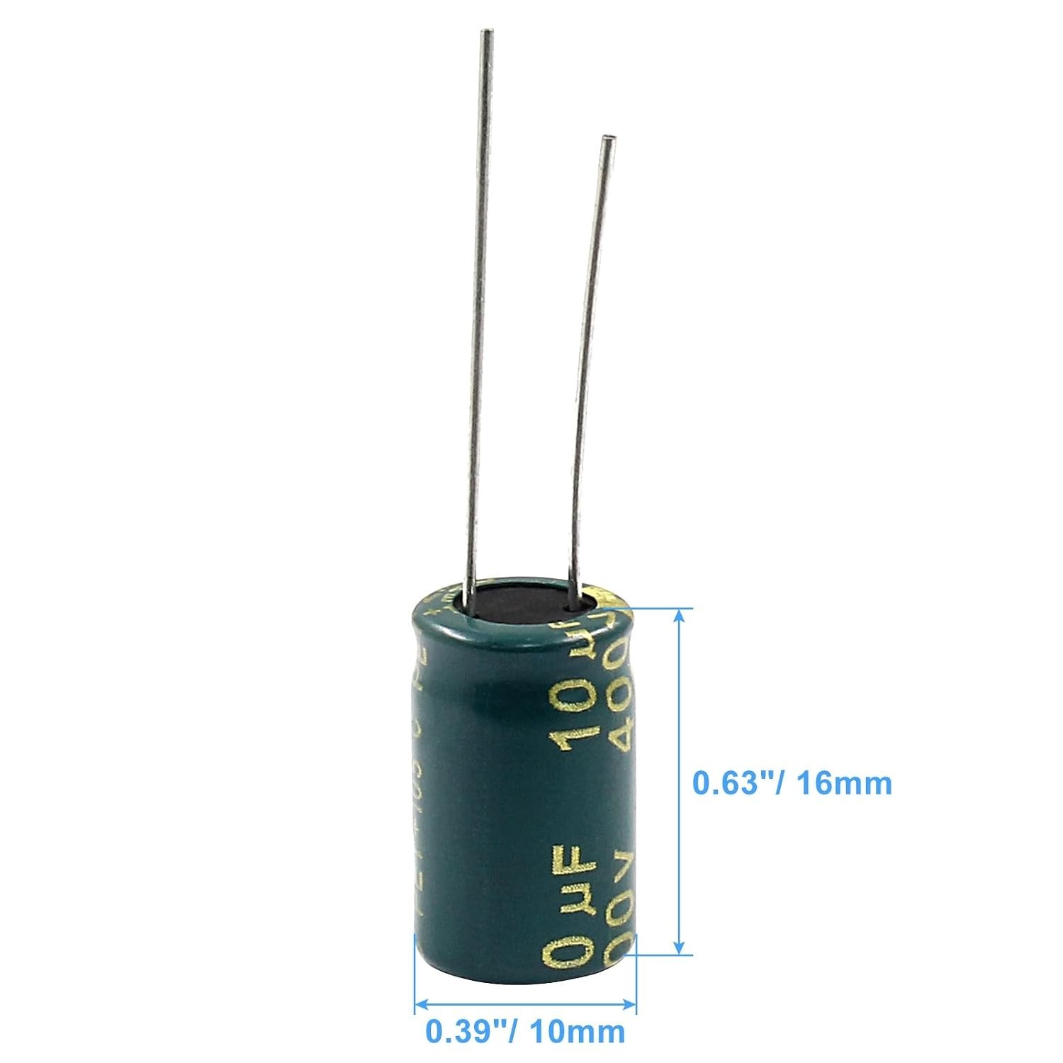 10PCS 400V 10UF Electrolytic Capacitor, 0.39X0.63In High Frequency Aluminum Elec