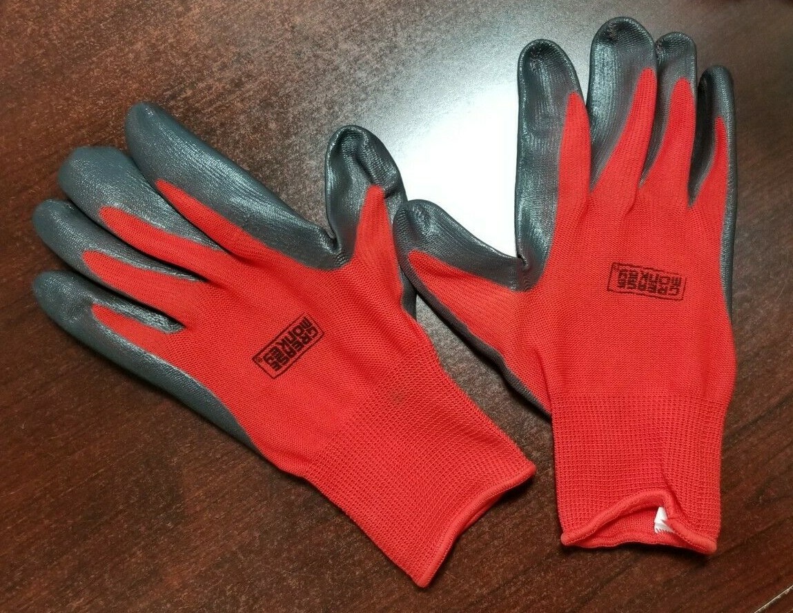 Grease Monkey Nitrile Coated Work Gloves 12 Pairs Size Large Red Black BIG TIME