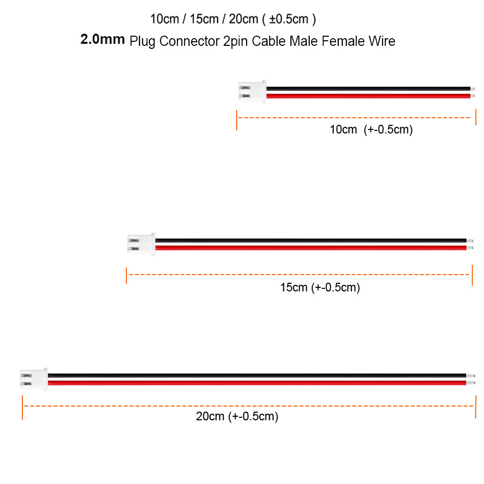 2.0mm PH2.0mm Pitch 2-pin Male Female mini Jack Wire Cable Connector Plug