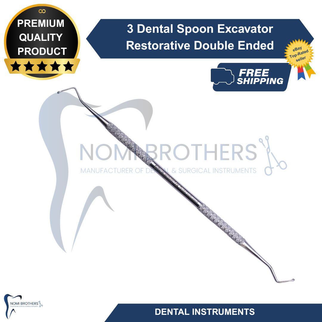Set of 3 Dental Spoon Excavator Restorative Double Ended Surgical Instruments CE