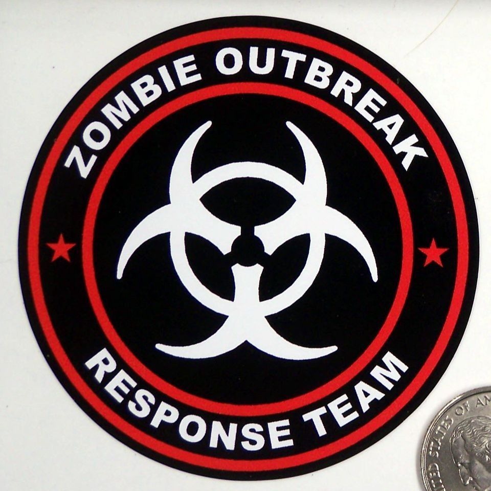 2 – Zombie Outbreak Response Team 3″ Red Tool Box Car Bumper Sticker R104