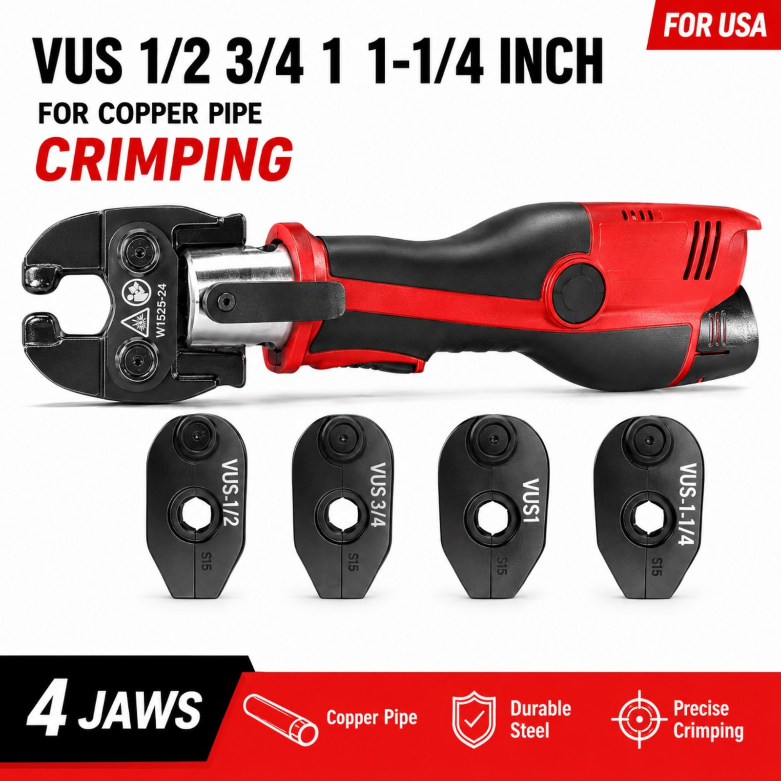 360-degree rotatable Press Jaw Compatible with Milwaukee 2473 M12 Ring Jaw Set
