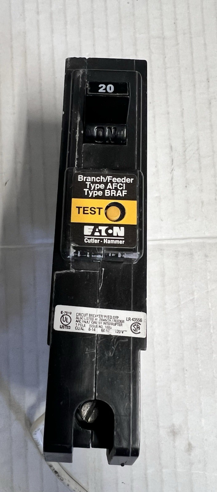 EATON BR120AF 20 AMP 1 POLE 120 VOLT ARC FAULT CIRCUIT BREAKER-Set of 10