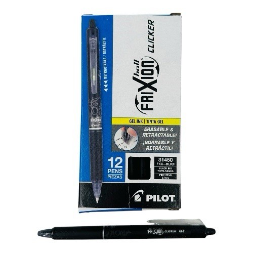 12 Pens Pilot FriXion Ball Clicker Retractable Erasable Black Gel Ink Pen 0.7mm