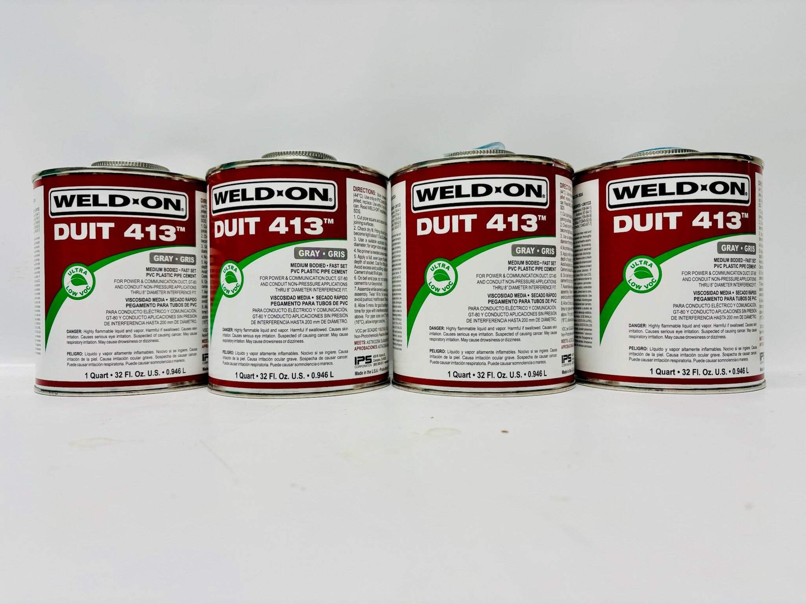 4 Pk Weld-On DUIT 413 Gray PVC Conduit Cement Exp 08/2027 (32 FL Oz)