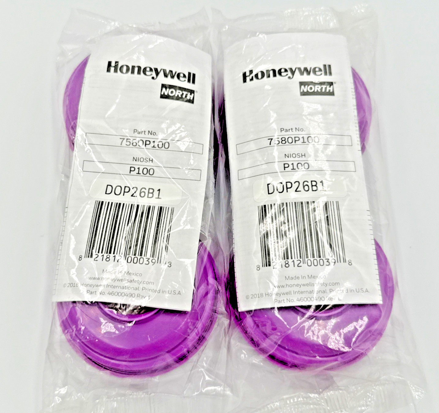Honeywell North Safety 7580P100 NIOSH P100 Magenta Cartridge 2 Pair 4 Filters
