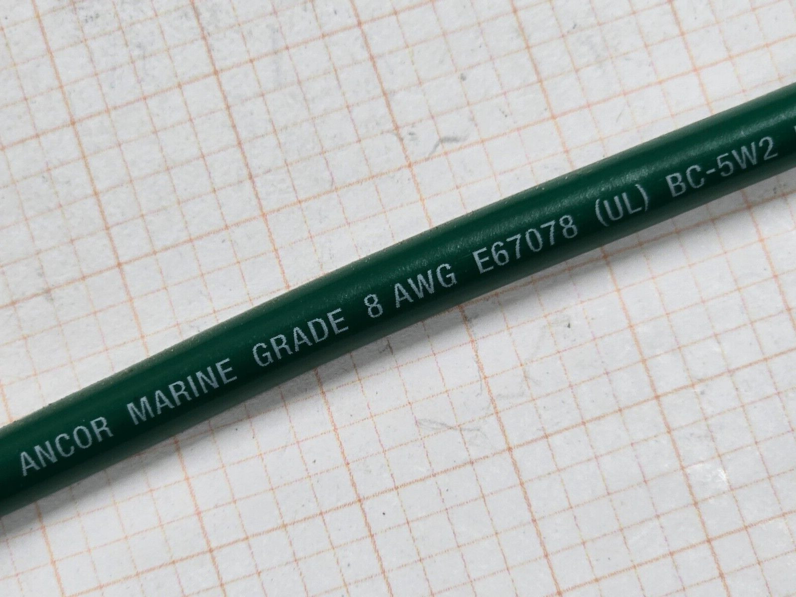 Ancor #8awg Marine Grade Tinned Copper Boat Cable BC-5W2 UL-1426 Green /25ft