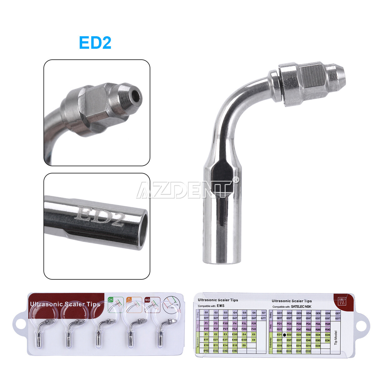 19 Type Dental Ultrasonic Scaler Scaling Endo Perio Tips Fit for NSK SATELEC DTE