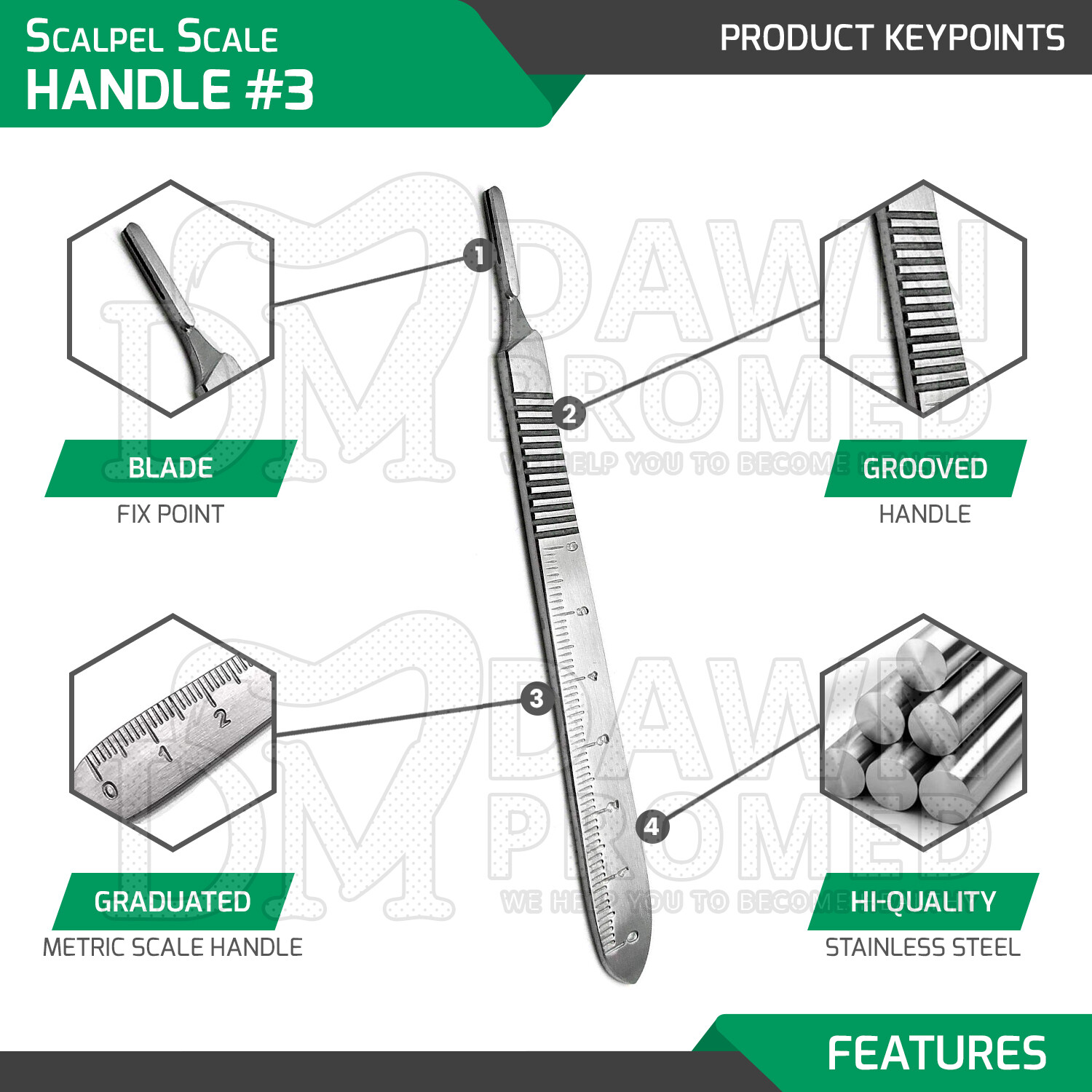 Scalpel Scale Handle #3 BP Handle Blade Holder Surgical Dental Veterinary Inst