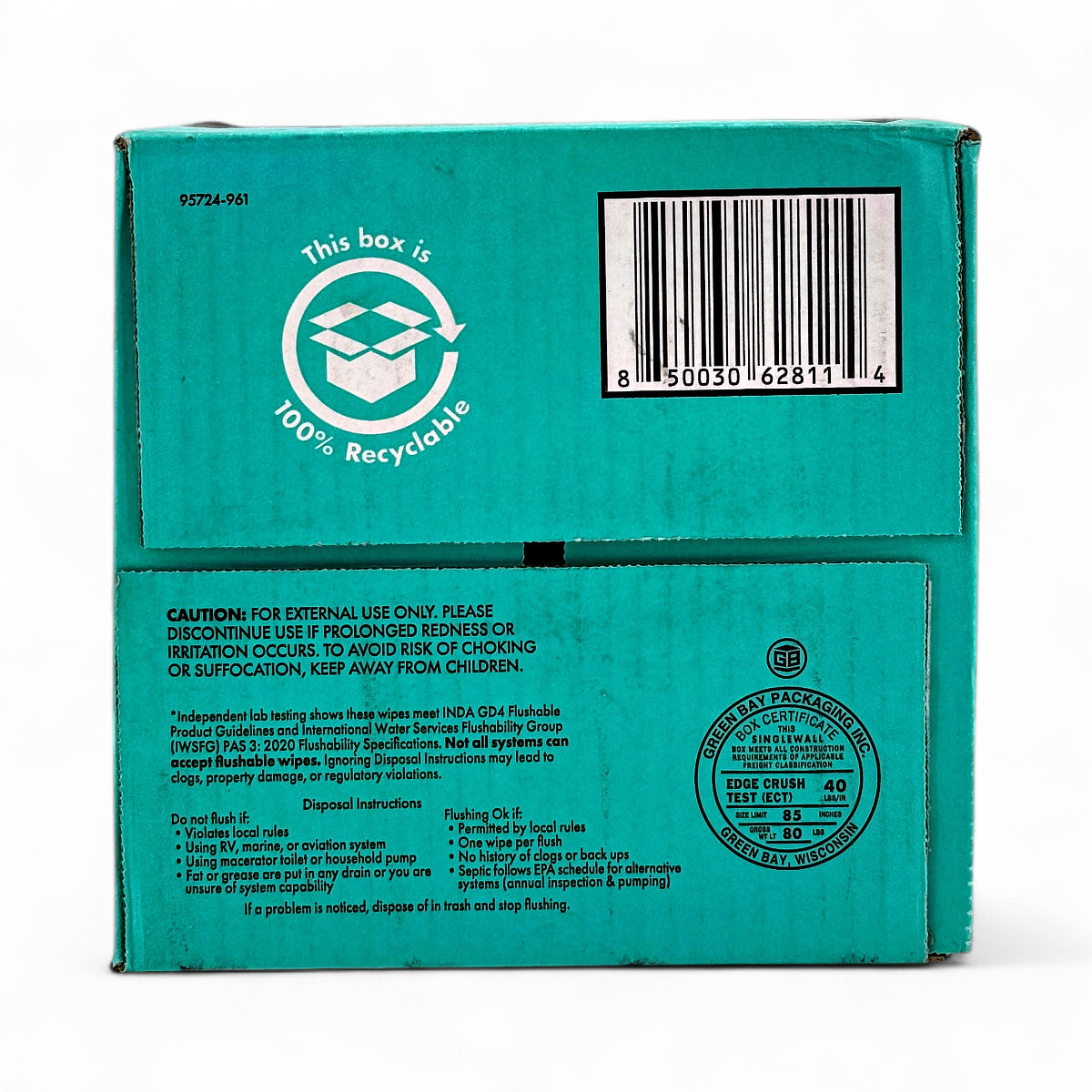 Dude Wipes Mint Chill XL Flushable Wipes Mega Value 8-Packs 400-Count 7″x7″