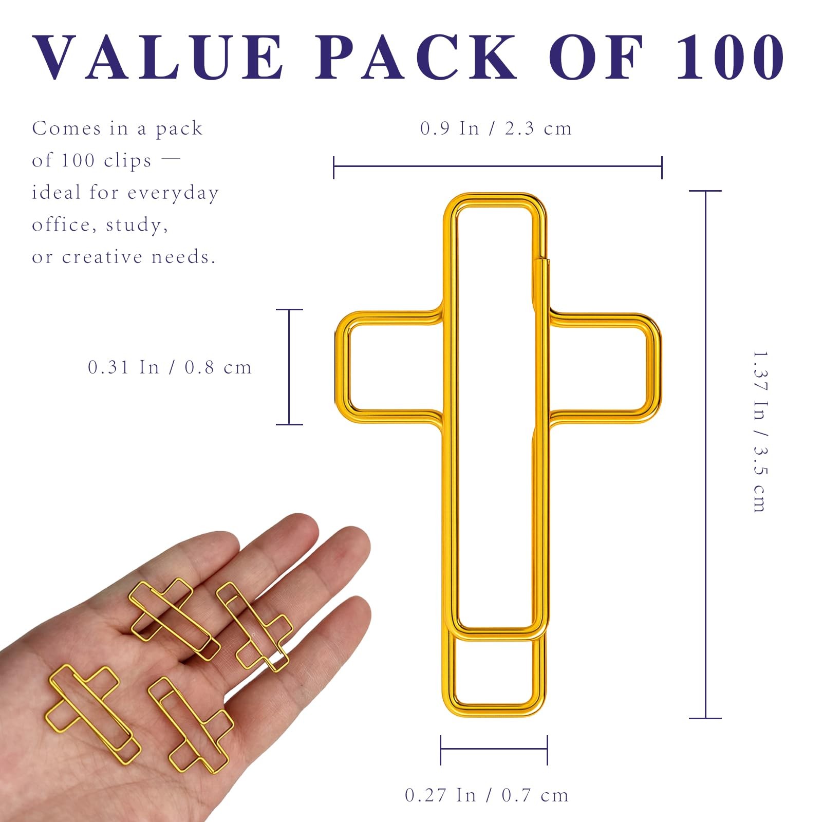100 Pcs Cross Paper Clips Bible Book Bookmarks for Journaling Bible Study Church