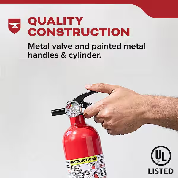 Compact Lightweight ABC Fire Extinguisher 2.4 lb 1A 10BC For Home Use