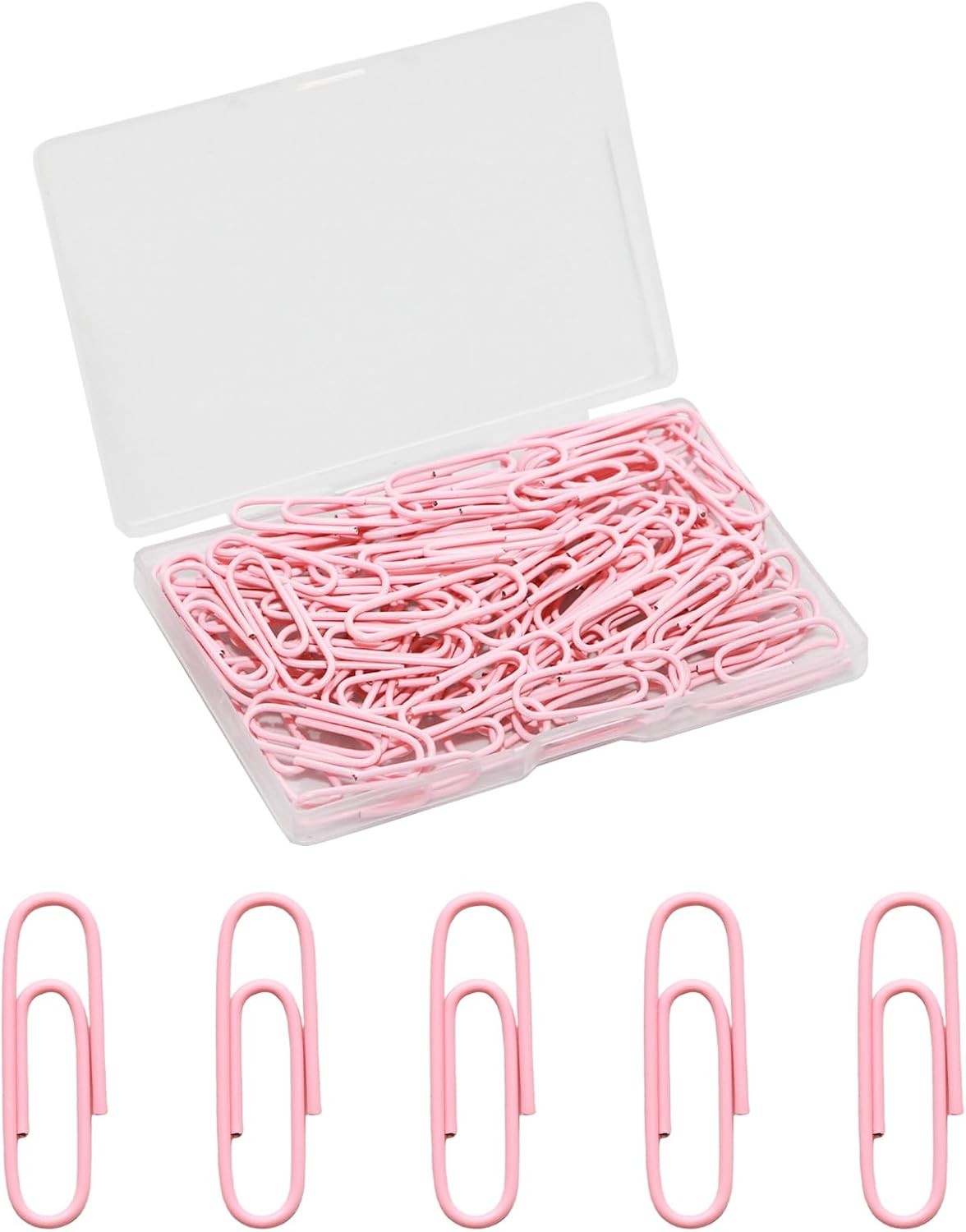 100 Pcs Pink Paper Clips, 1.1 Inch (28mm) Colorful Paperclips | Vinyl Coated,