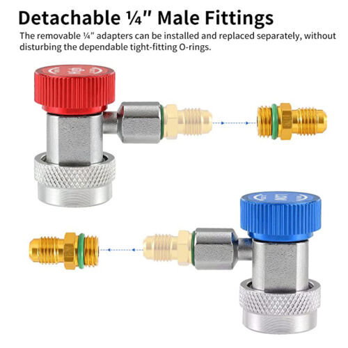 2PACK Quick Connector Adapter Coupler Auto A/C Manifold Gauge Low/High HVAC