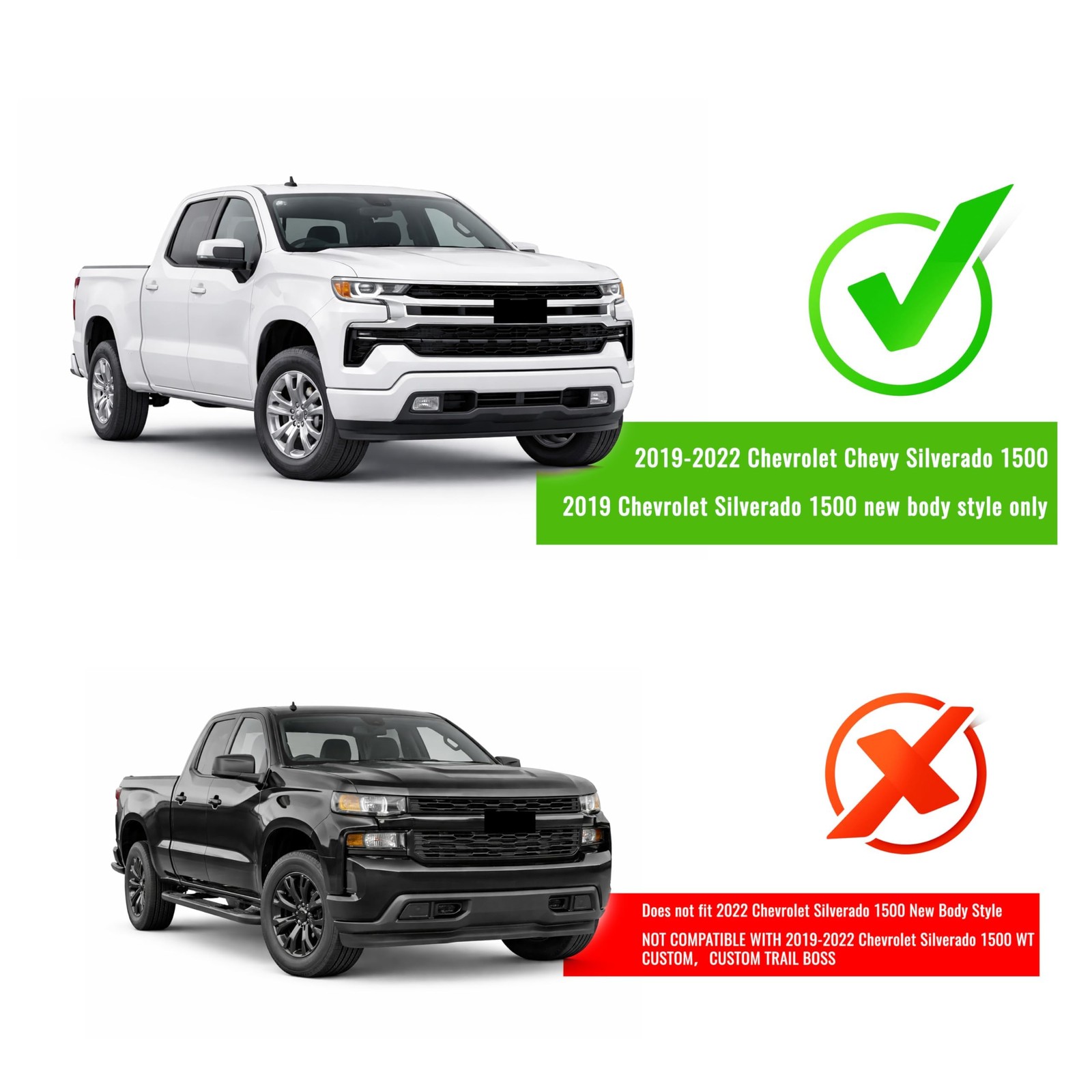 Front Grille for 2019-2022 Silverado 1500 Painted Black