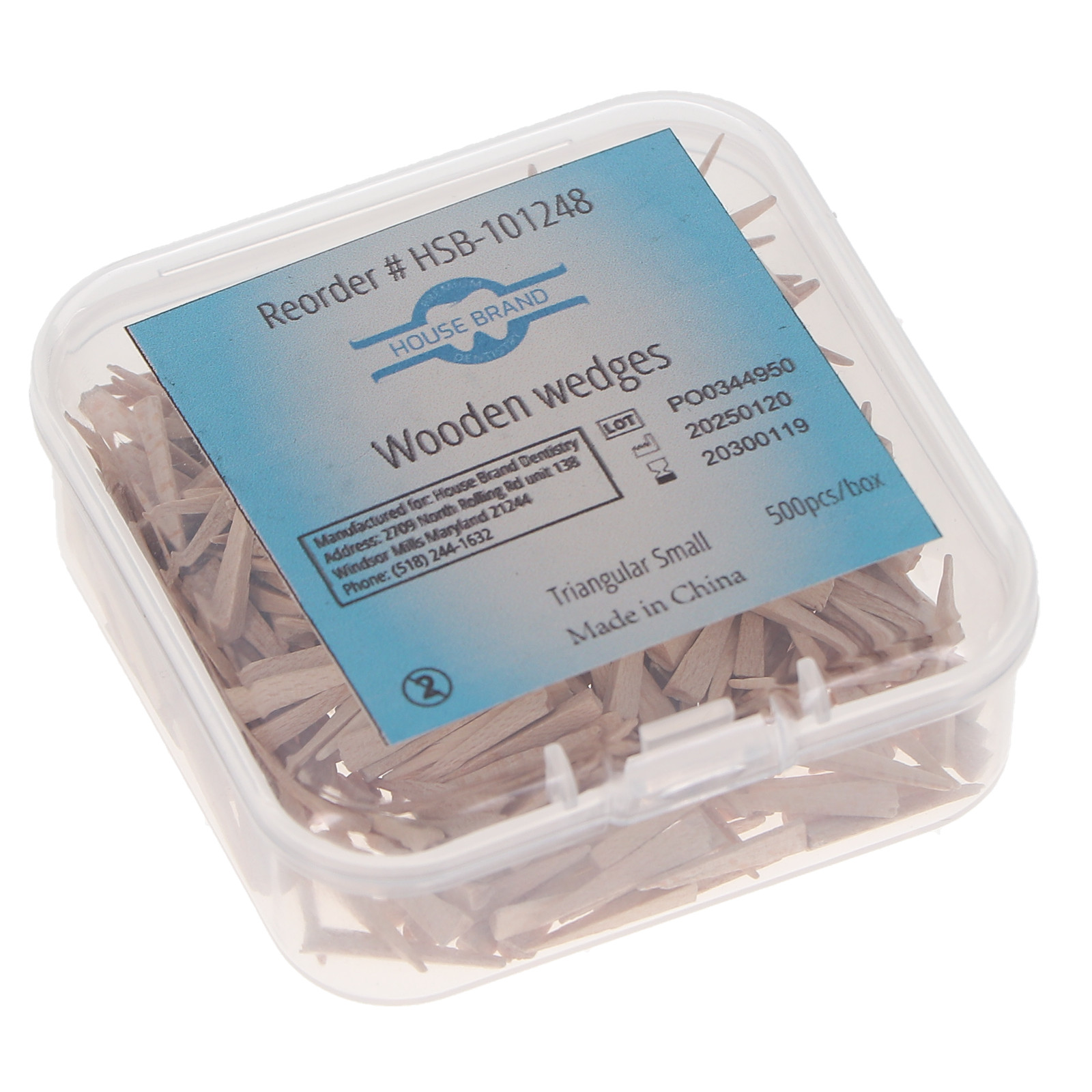House Brand Dentistry 101248 Dental Matrix Wood Wedges Triangular Small 500/Pk