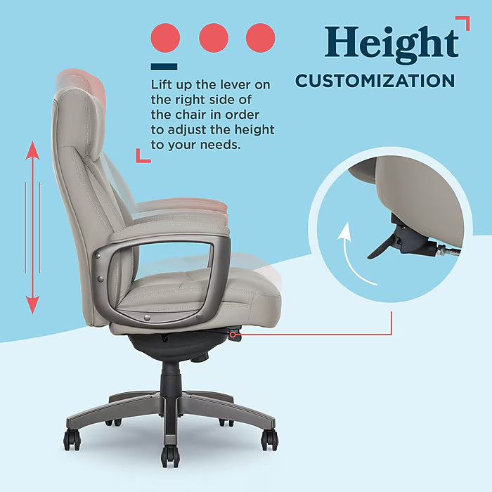 La-Z-Boy Arcadian Ergonomic Bonded Leather Swivel Executive Chair, (60009)