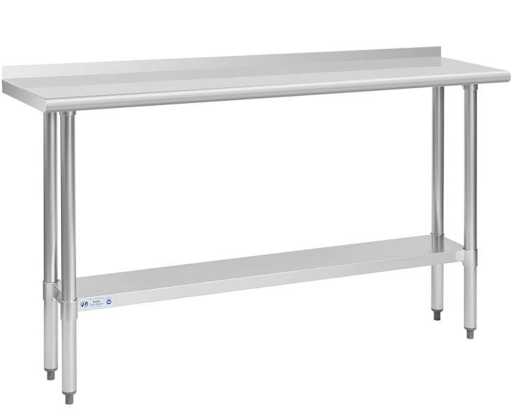 Mesa de trabajo de acero inoxidable 14×60 con estante inferior resistente, Nuevo