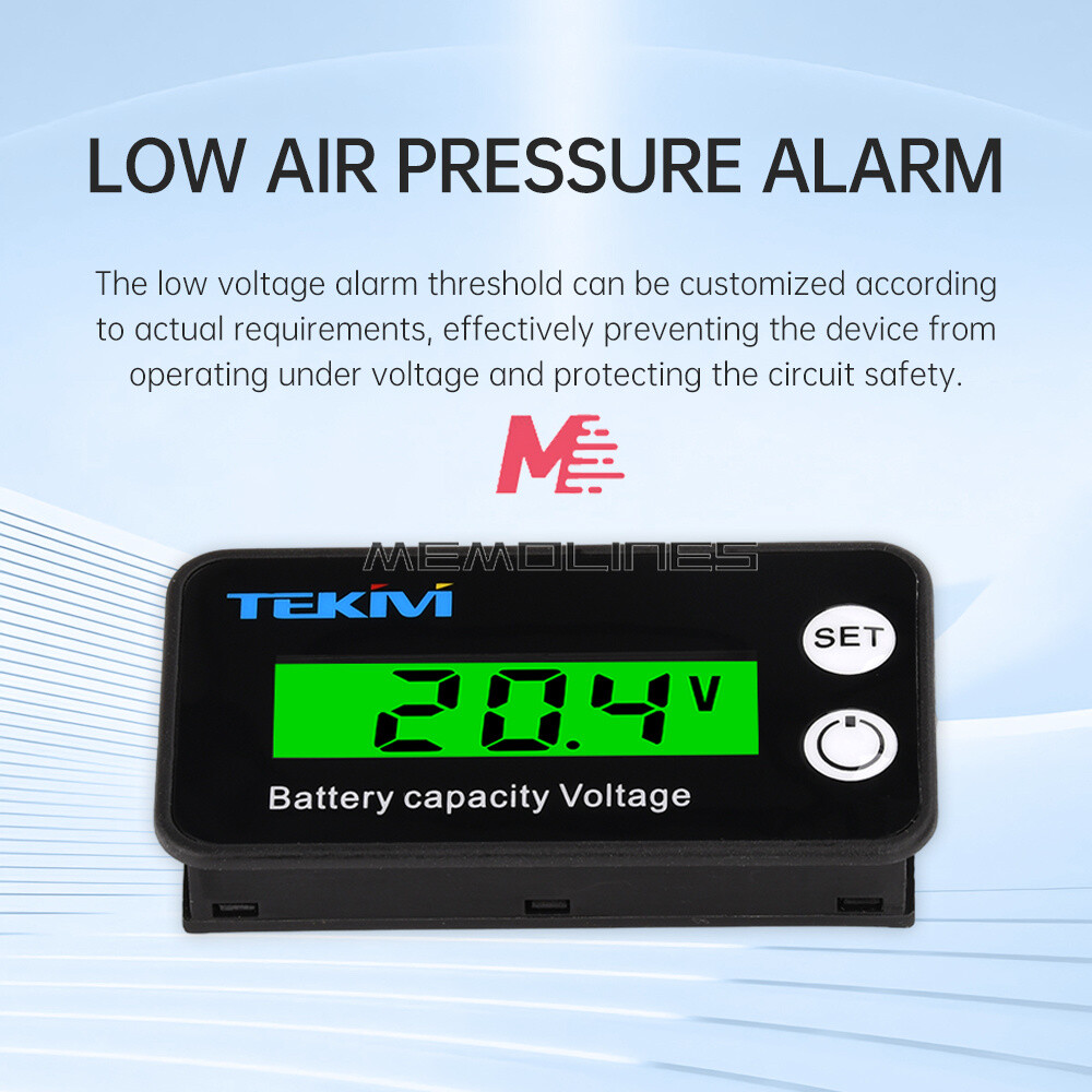6136B High Precision LCD Battery Voltmeter Indicator Low Voltage Alarm Setting