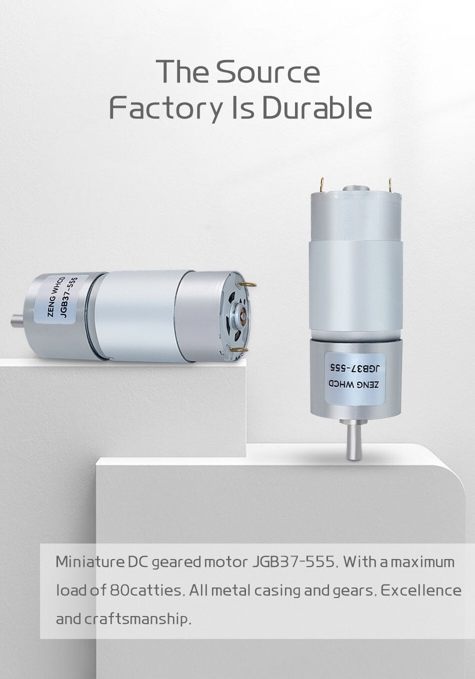 JGB37-555 Reduction Gear Motor DC 12V 24V Reversible High Torque Metal Gearbox