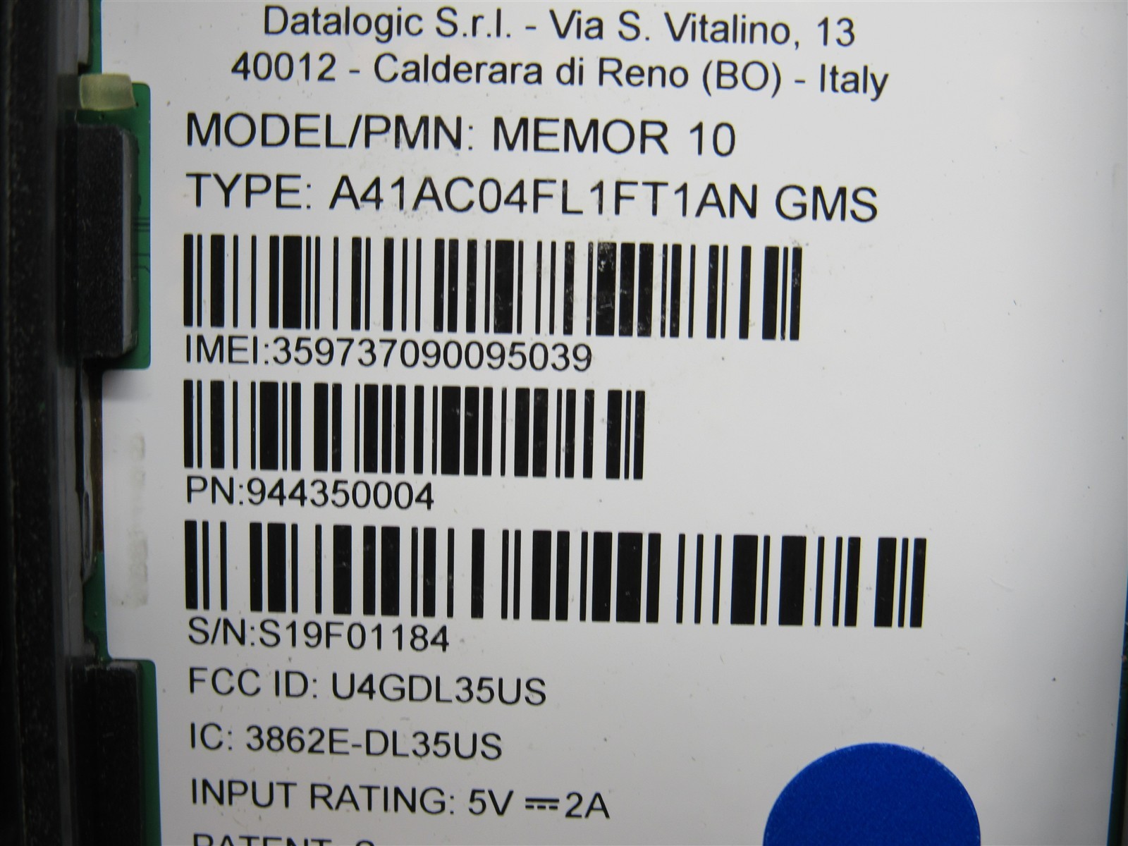 Datalogic Memor 10 Mobile Computer 944350004 Android 9 with Battery