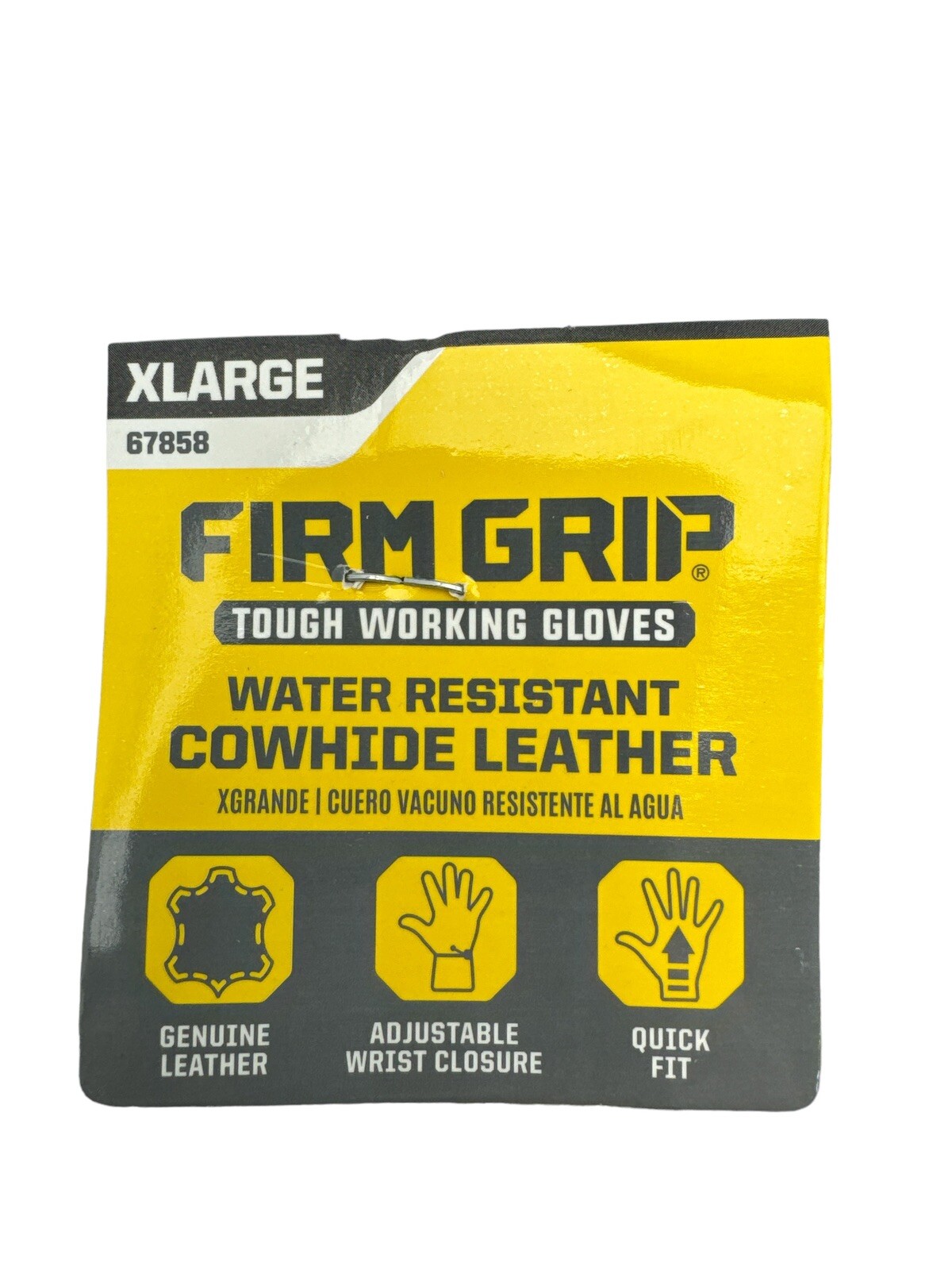 Firm Grip Work Gloves Cowhide Water Resistant Leather X-Large 67858 New