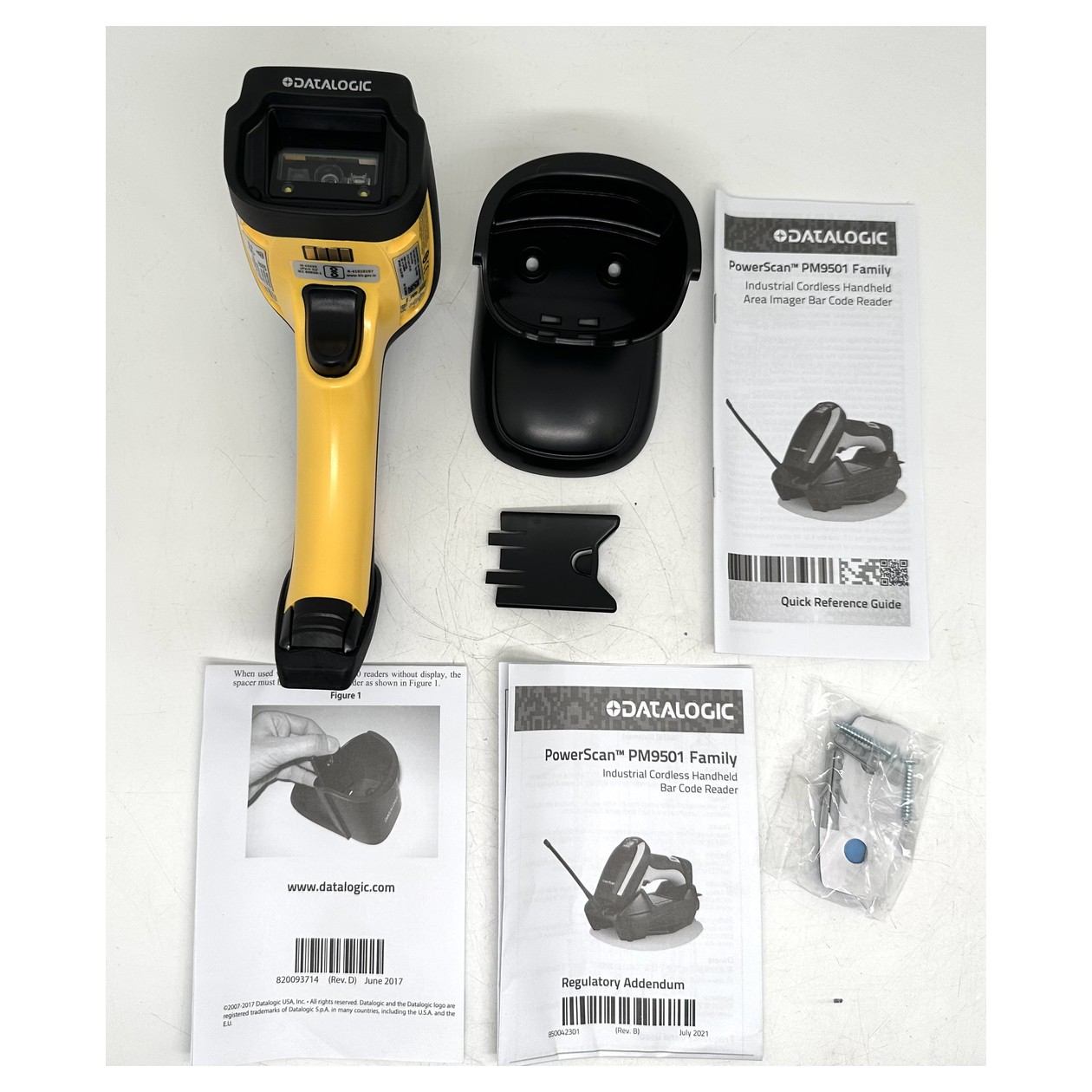 PQ5312 barcode scanner Datalogic powerscan PM9501 HP433RB original packaging incl. holder