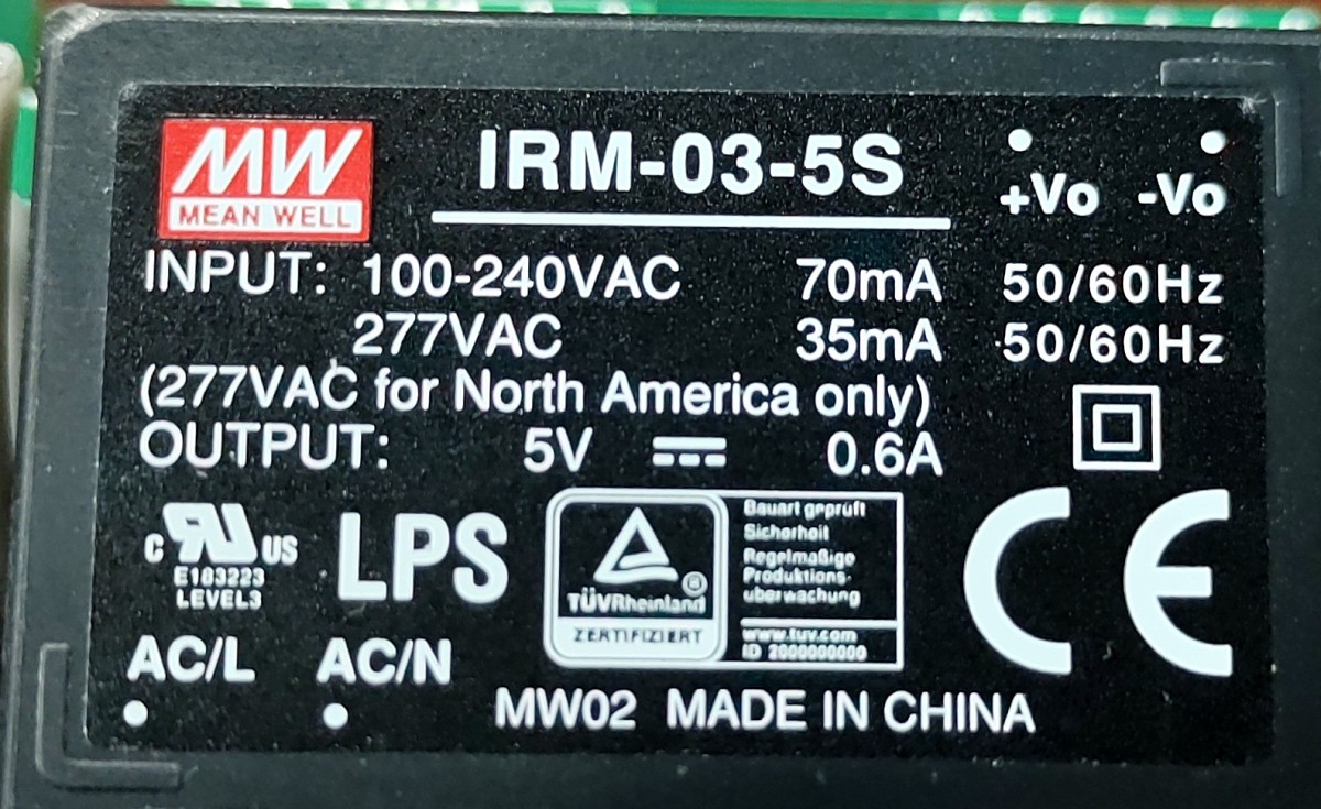 NEW MEAN WELL IRM-03-5S 100-240VAC/277VAC AC to DC Power Supply