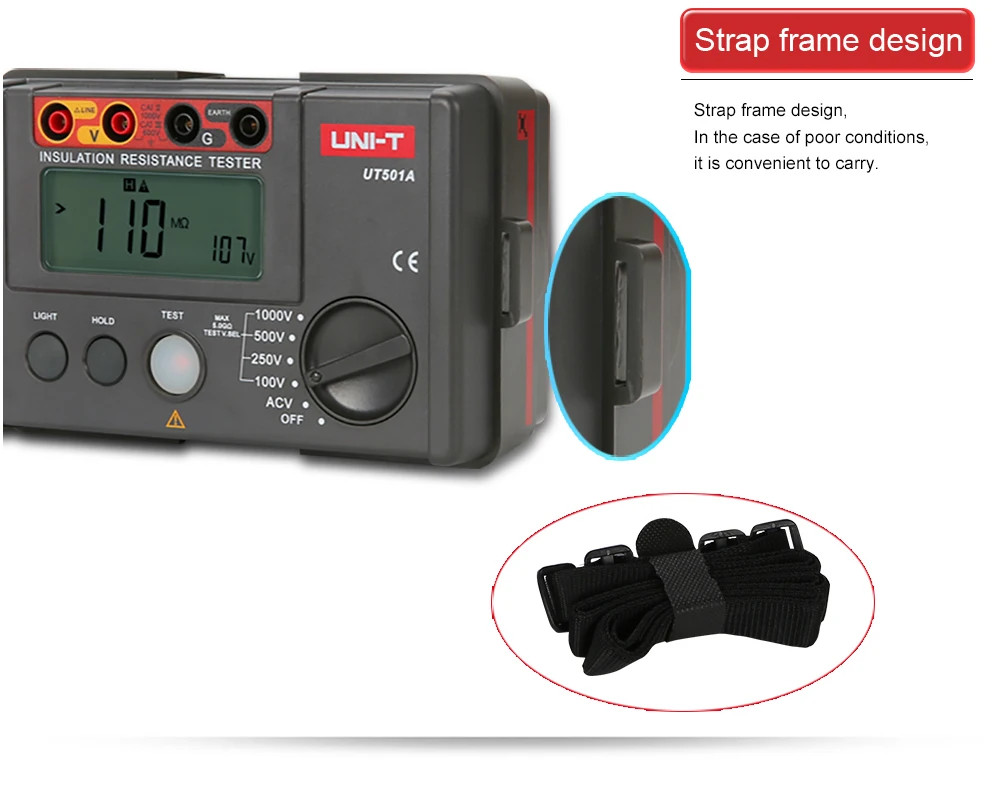 UNI-T UT501A Megger 1000V 5GΩ PI/DAR Insulation Tester Auto Discharge AC/DC