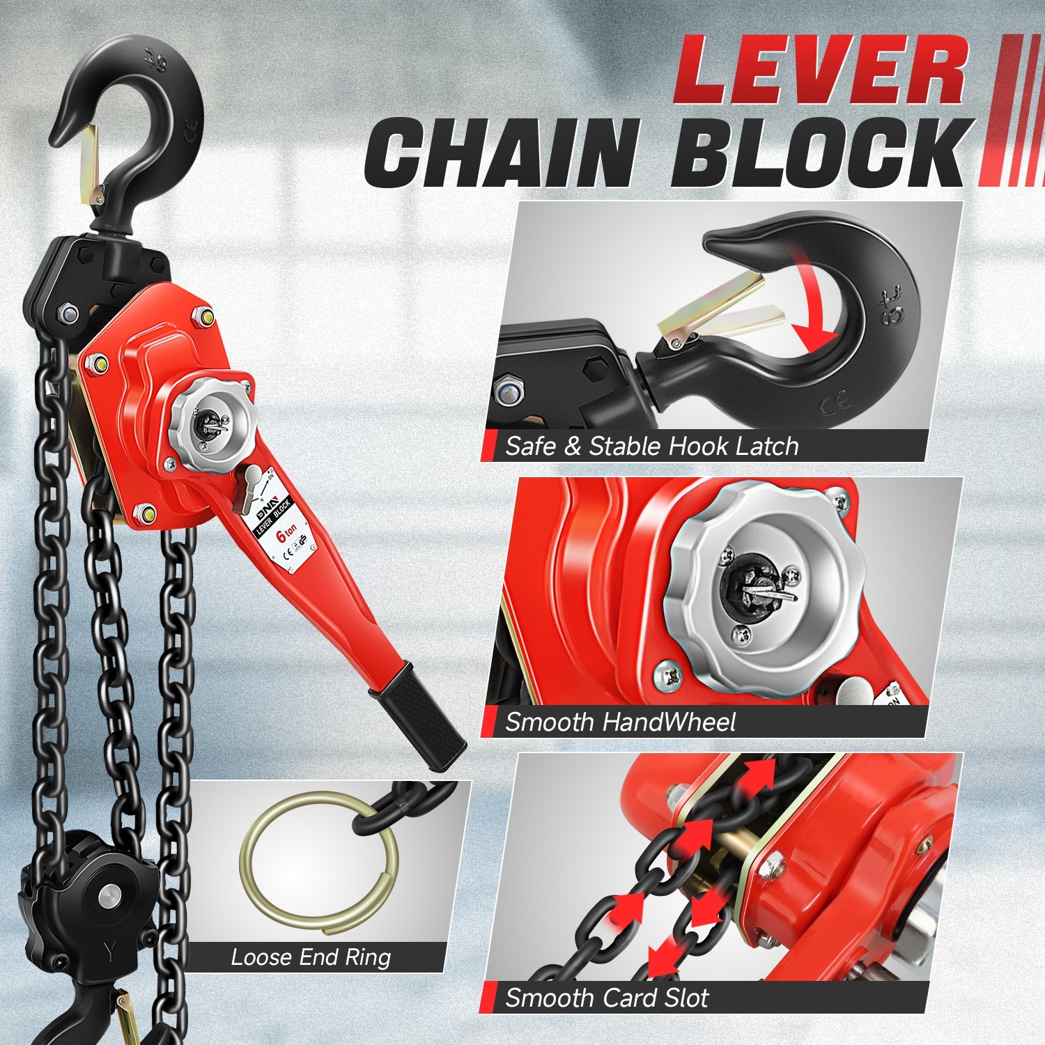 6T/13200lbs 10Ft Lifter Alloy Steel Lever Block G80 Chain Ratchet Hoist w/ Hook