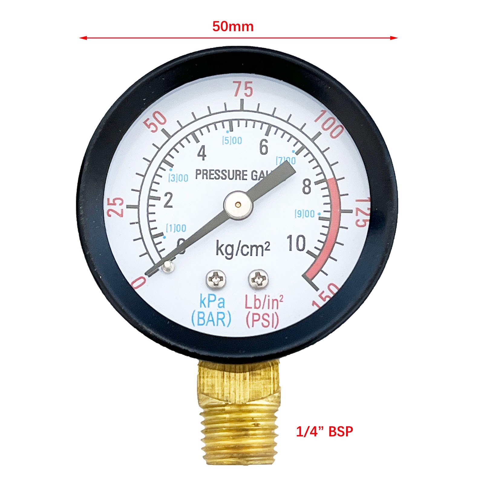 2PCS Air Pressure Gauge For Air Compressor 1/4″BSP 0-150 PSI 2″ Face Side Mount