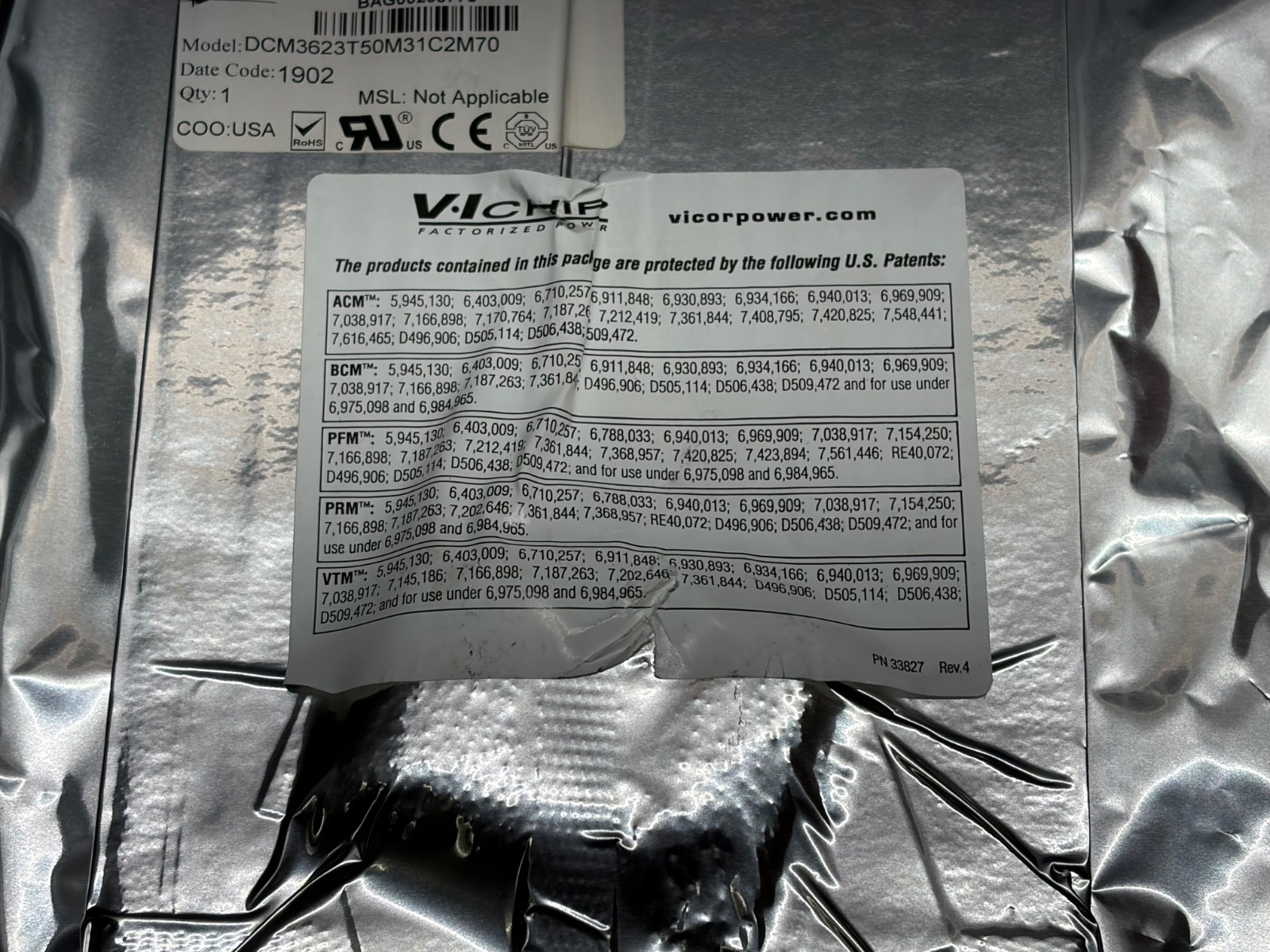 Vicor DCM3623T50M31C2M70 DC-DC Converter 28V to 28V 320W M-Grade 3623